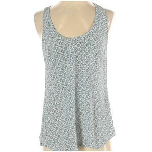 Joie Silk Blouse Sleeveless Racerback Tank Top Blue Print Blouse Size Medium